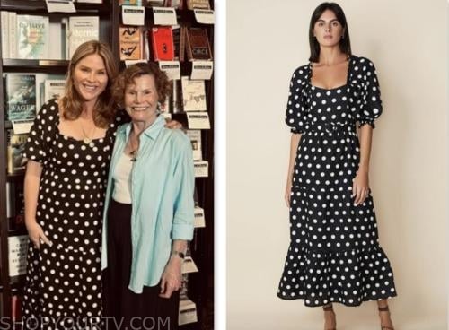 the today show, hoda and jenna, jenna bush hager, black polka dot midi dress