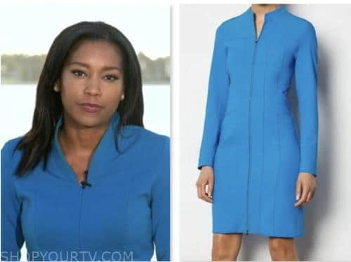 rachel scott, good morning america, blue zip front dress
