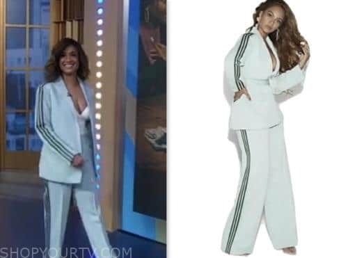 Tammy Townsend, good morning america, gma3, green side stripe blazer and pant suit
