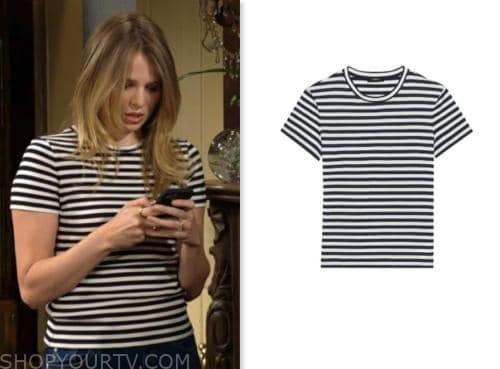 summer newman, allison lanier, the young and the restless, navy striped t-shirt top