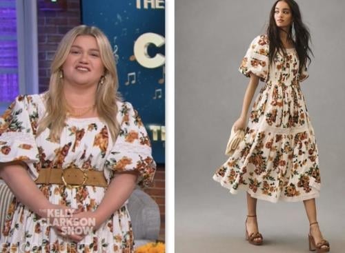 kelly clarkson, the kelly clarkson show, white floral midi dress
