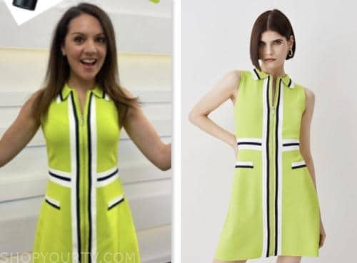 laura tobin, good morning britain, lime green shift dress