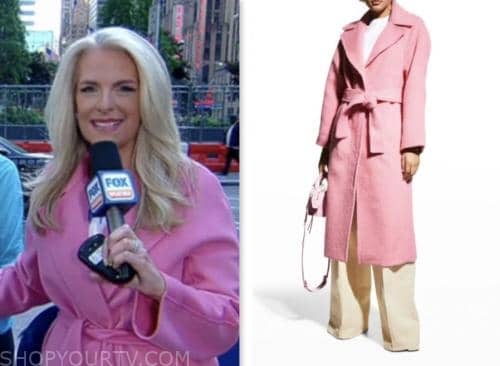 janice dean, fox and friends, fox news fashion, pink wrap coat