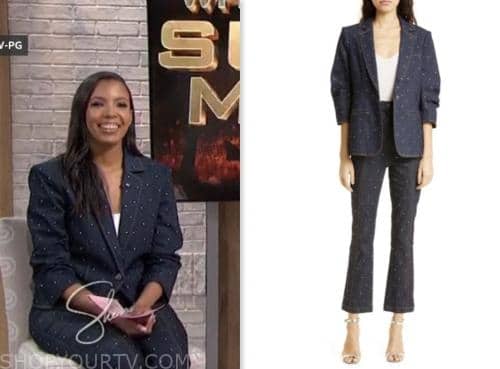 Jasmine Akai Simpkins, sherri, denim rhinestone blazer and pant suit