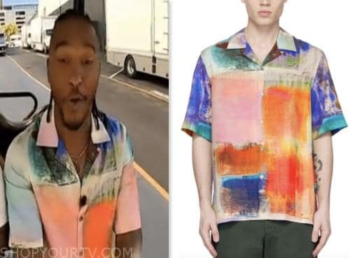 scott evans, abstract print shirt, access hollywood