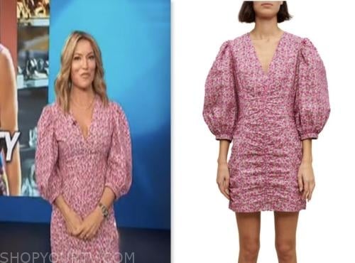 kit hoover, access hollywood, pink floral ruched mini dress