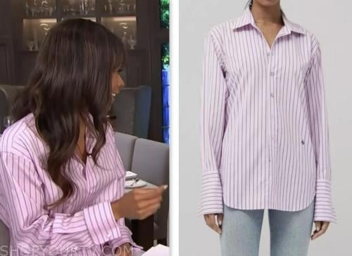 zuri hall, access hollywood, purple striped shirt
