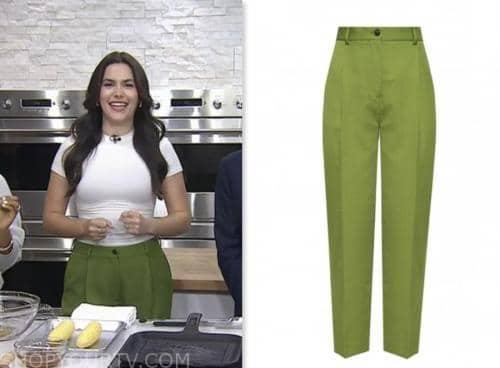 elena besser, the today show, green pleated trouser pants
