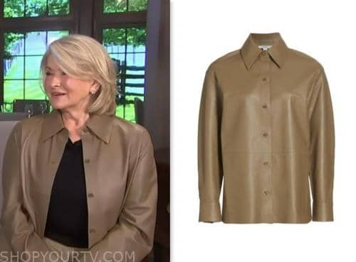 access hollywood, brown leather shirt, martha stewart