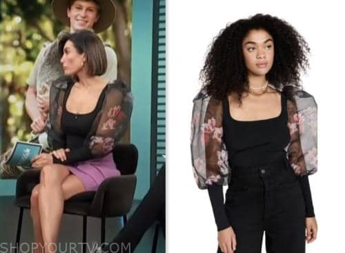 courtney mazza lopez, access hollywood, black floral sweater