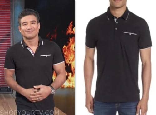 access daily, black contrast trim polo shirt, mario lopez