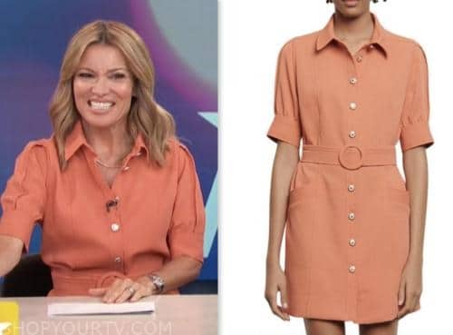 access daily, orange belted shirt dress, kit hoover