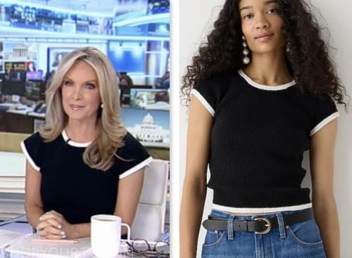 dana perino, america's newsroom, black and white contrast trim top