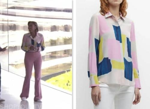 robin roberts, good morning america, printed silk shirt
