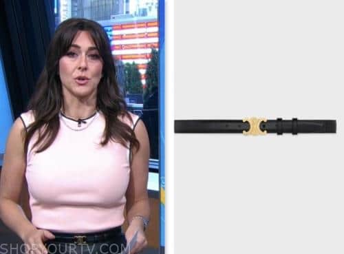 erielle reshef, good morning america, black leather belt