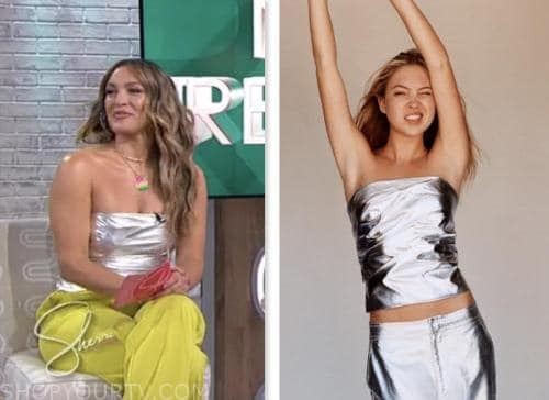 Emily Orozco, sherri, silver strapless top