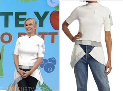 dr. jennifer ashton, gma3, good morning america, white asymmetric knit top