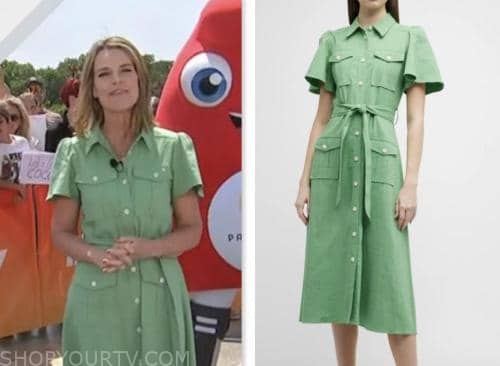 The Today Show: June 2023 Savannah Guthrie's Sage Green Utility Midi ...