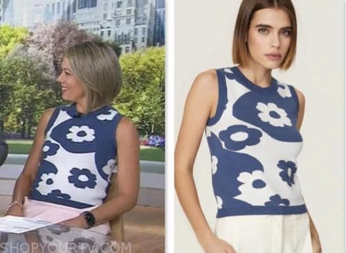 the today show, dylan dreyer, blue floral sweater knit top