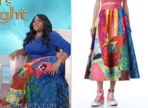 sherri, sherri shepherd, multicolor patchwork skirt