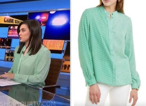 Lindsey Reiser, nbc news daily, green printed blouse
