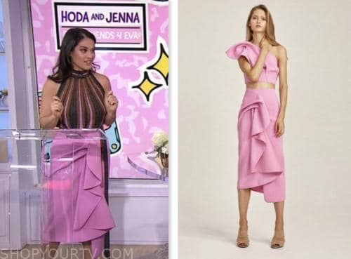 pink ruffle skirt, the today show, hoda and jenna, donna farizan