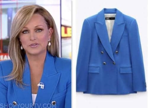sandra smith, america reports, blue double breasted blazer, fox news fashion