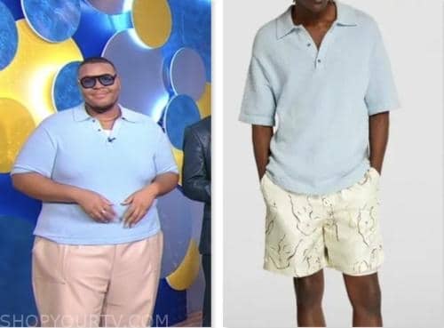 scot louie, good morning america, blue terry polo shirt