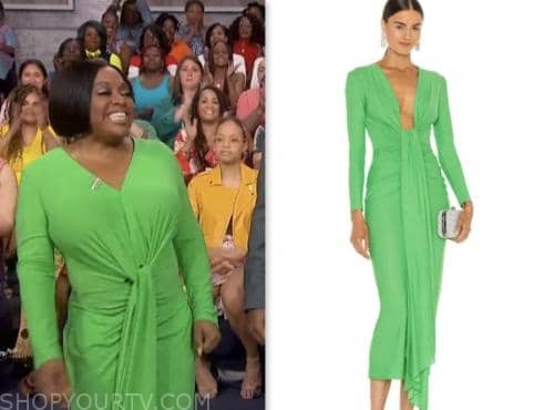 sherri, sherri shepherd, green drape midi dress
