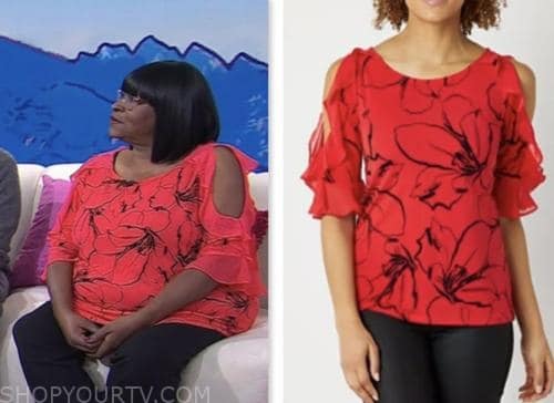 Doris Hancox, the today show, hoda and jenna, red floral cold shoulder top