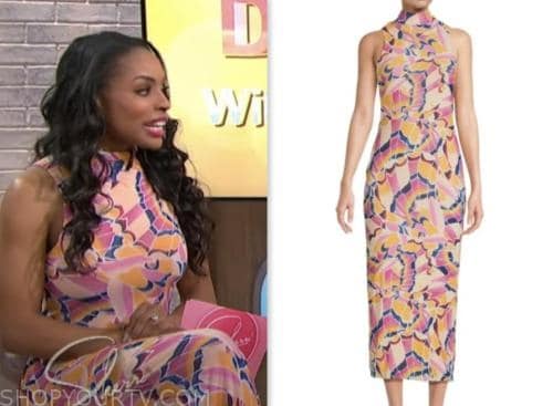 devyn simone, sherri, printed mock neck dress