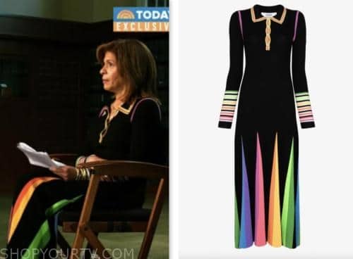 hoda kotb, the today show, black rainbow ribbed knit polo dress