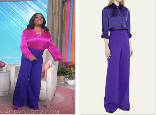 sherri shepherd, sherri, purple wide leg pants