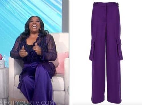 sherri, sherri shepherd, purple satin cargo pants