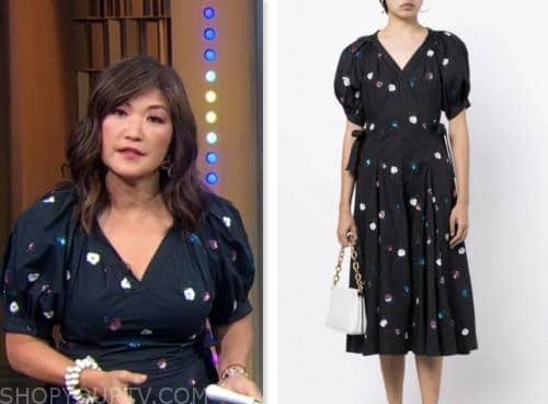 juju chang, navy floral dress, good morning america