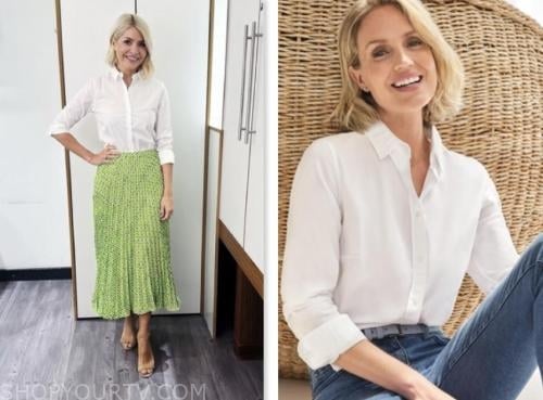 holly willoughby, white shirt, this morning