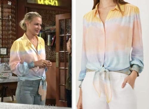 sharon newman, sharon case, the young and the restless, pastel tie dye top