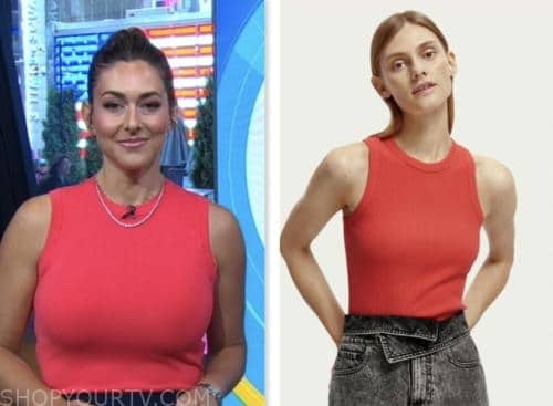 erielle reshef, good morning america, red tank top