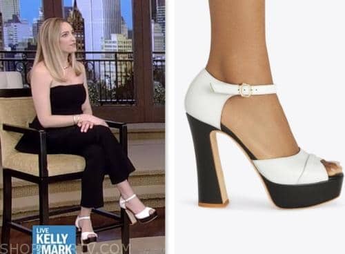 Brianne Howey, live with kelly and mark, white platform sandals heels