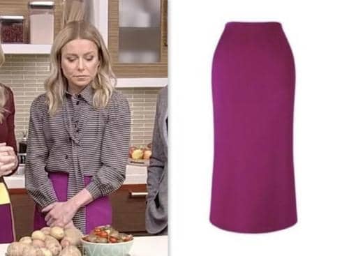 Live with Kelly and Mark: June 2023 Kelly Ripa's Pink Satin Pencil ...