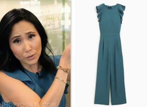 The Today Show: June 2023 Vicky Nguyen's Teal Green Ruffle Jumpsuit ...
