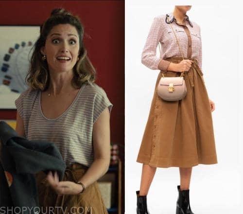 Clare V Gosee Clutch worn by Sylvia (Rose Byrne) as seen in