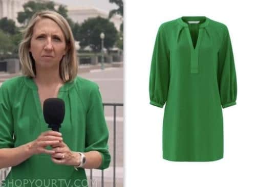 Julia Ainsley, nbc news daily, green shift dress