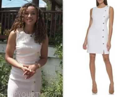 madison alworth, america reports, white button detail sheath dress, fox news fashion