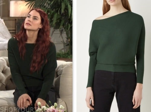 courtney hope, sally spectra, the young and the restless, green sweater
