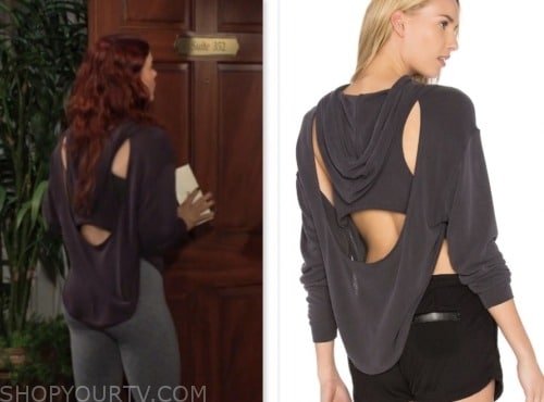 sally spectra, courtney hope, the young and the restless, cutout back hoodie