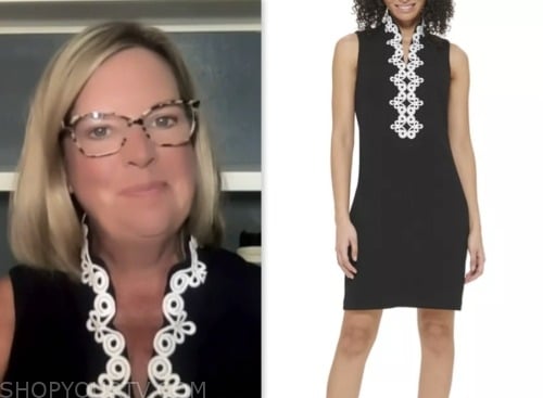 Amy Schmidt, nbc news daily, black and white embroidered shift dress