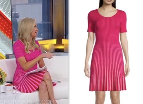 kayleigh mcenany, outnumbered, pink pleated knit stripe dress, fox news fashion