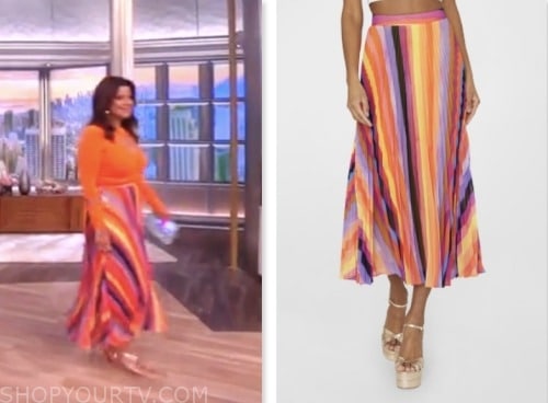 ana navarro, the view, striped pleated midi skirt