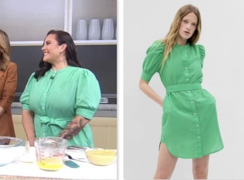 good morning america, gma3, green linen shirt dress, Karen Akunowicz